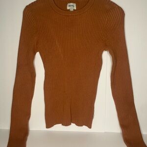 Rhythm Rust Ribbed Long-Sleeve Crewneck